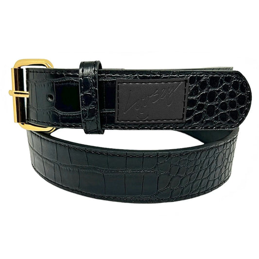 Black Croc Skin Belt