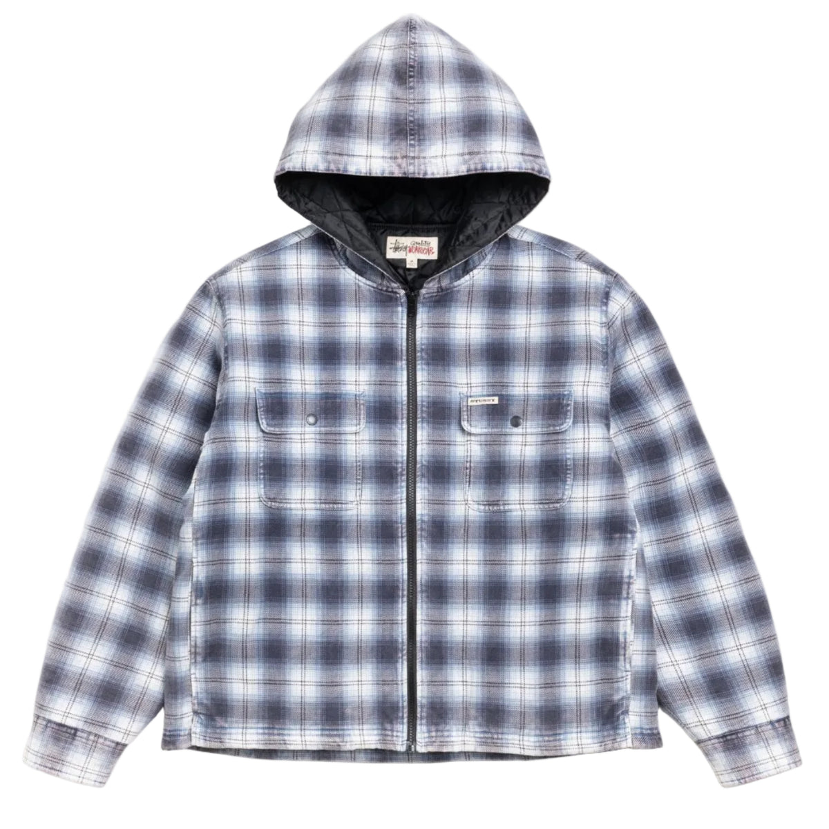 Zip Hooded Plaid Shirt