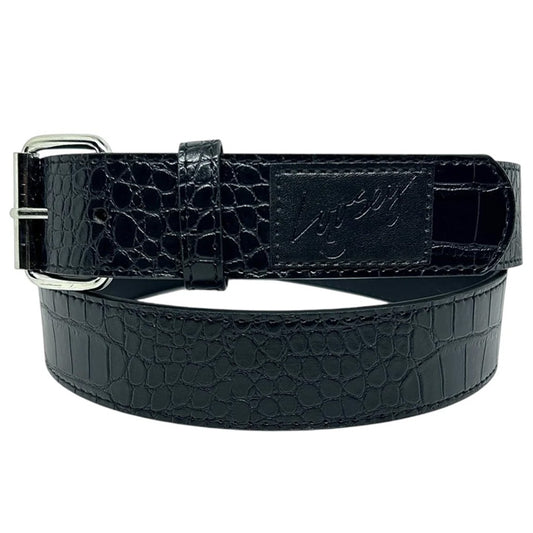 Black Croc Skin Belt