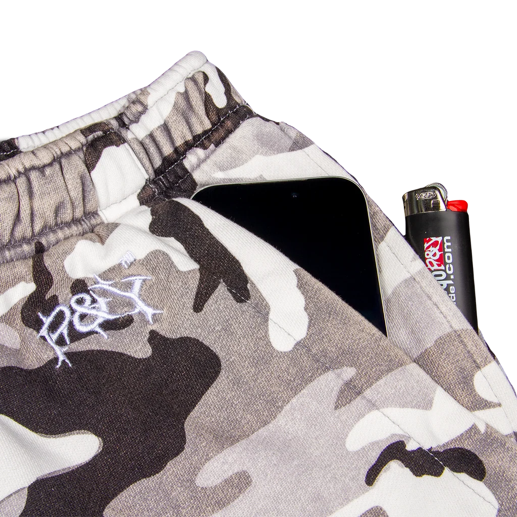 White Camo Sweatshorts